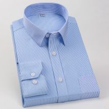 Männer Klassische 100% Baumwolle Nicht Eisen Shirts Einzelnen Patch Tasche Langarm Standard-fit Formal Business Plaid Striped kleid Hemd