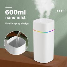 Diffusore di Aromi USB Portatile con Nebulizzatore Nano da 600ml, Umidificatore Elettrico per Casa e Auto, Generatore di Nebbia con Luce per Aromaterapia