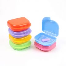 50Pcs Dental Orthodontic Retainer Box Denture Storage Container Mouth Guard Case with Vent Holes and Hinged Lid
