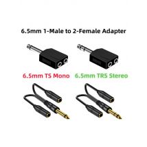 6.5mm 1/4" TS Mono, TRS Stereo 1-in 2-Out Y Splitter 6.35mm Male to Two Female Jack Audio Adapter Plug for Amplifier Speaker