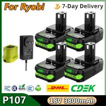 Batteria per Roybi P107 18V 3800mAh P102 P103 P108 P109 P104 P105 batteria al litio per utensili a batteria compatibile con caricabatterie