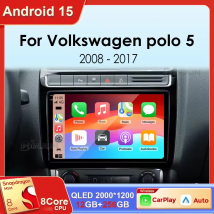 Car Multimedia For VW Volkswagen POLO 5 2008-2017 Vento Wireless Carplay Android 15 Auto Car Radio stereo DSP 2 Din 4G WIFI QLED