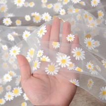 160 cm breiter Tüllstoff mit Gänseblümchenmuster, Mädchen-Sommerkleid, Prinzessinnenkleid, handgefertigt, DIY-Damenvorhang, Kleidung, dekorativer Stoff