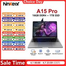 Laptop Ninkear A15 Pro 16GB 1TB AMD Ryzen 5 16 pollici 120Hz 2560*1600 Display con sblocco tramite impronta digitale