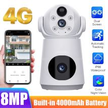 V380 4K 8MP 4G Kamera Dual Objektiv Eingebaute Batterie Indoor Baby Monitor Zwei-wege Audio Home Video sicherheit Schutz Überwachung