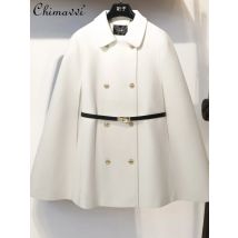 Modische Elegante Damen Batwing Hülse Cape Woolen Mäntel Herbst Winter Süße Temperament Reine Farbe Zweireiher Schal