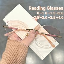 Schmetterling Rosa Farbverlauf Presbyopie-Brille Katzenaugen Rahmenlose Diamant-Lesebrille Glitzer-Strass-Lesebrille für Frauen