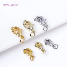 Messing 18K vergoldeter 10/12mm Karabinerverschluss mit geschlossenem Ring, Verschluss für Schmuck, Karabinerverschlussverbinder, Zubehör für Schmuck