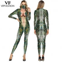 VIP Mode Frauen Schlange Druck Overall Männer Karneval Purim Halloween Kostüm 3D-Druck sexy Zentai Anzug Paar Cosplay Kleidung