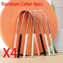 1/2/4 Stück U-förmiger Zungenschaber für Erwachsene, Zungenschaber aus Edelstahl zur Reduzierung von Mundgeruch, mehrteiliges Set mit zufälligen Farben