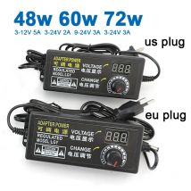 Universeller AC/DC-Adapter mit Display, einstellbarer Netzteiladapter AC 100–220 V auf DC 3–24 V, 3 A, 3–12 V, 5 A, 3–24 V, 2 A