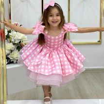 Film rosa Plaid Baby Mädchen Kleid Cosplay Kostüm Kinder Halloween Prinzessin Geburtstags kleid für Mädchen Karneval Party Kleidung 2-10 Jahre
