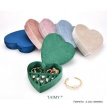 TAIMY European Retro Heart Shape Velvet Ring Jewelry Box Birthdays Valentine Wedding Personalise Gifts Display Packaging Case