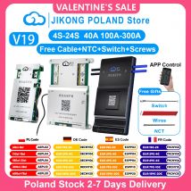 JIKONG V19 Smart BMS 4S ~ 24S BT pantalla de calor puede 0,4 ~ 2A corriente 40A 100A 200A 300A equilibrador activo para batería Li-ion LiFePo4 Lto