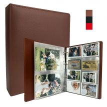 PLRBOK A4 4-Ring High-End PU Leder Binder Austauschbares Fotoalbum Sternkartenaufbewahrung 10×15 Kartendatei Business Cover Notebook