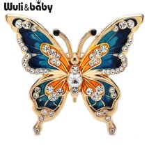 Wuli&baby Klassische Schmetterlings-Broschen für Damen, Unisex, zweifarbig, Emaille, schöne Insekten, Party, lässige Brosche, Pins, Geschenke