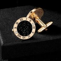 2Pcs/Set New The Zodiac Sign Design Galaxy Mens Cufflinks Space Shiny Rhombus Shaped Roman Numerals Cuff Button