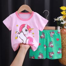 Sommer Baby Mädchen Kurzarm Anzug Cartoon Einhorn Baumwolle Kurzarm Top + Shorts 2 stücke Set Kinder Mädchen Casual kinder Anzug