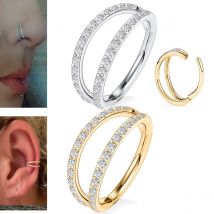 Zircon Double Hoop Nose Ring Hoop Lip Rings Eyebrow Helix Tragus Earring Studs Cartilage Tragus Helix Earrings Belly Piercing