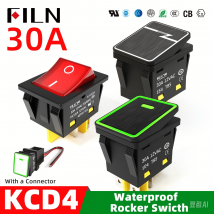 FILM 30A/250V Heavy Duty 4-poliger DPST IP67 wasserdichter versiegelter T85 Auto Boat Marine Kippschalter mit LED 12V 220V 30x22