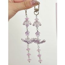 Cute Sweet Purple Butterfly Wind Chimes Keychain Pendant Phone Chain Strap Lanyard Girly Bag Hanging Ornaments Accessories Gifts