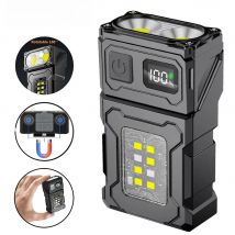 BALDR 180 °   Drehbare LED-Taschenlampe, Schlüsselanhänger-Licht, 20 W, 500 lm, wiederaufladbar, USB, tragbar, kleine Taschenlampe mit Magnet-Digitalanzeige