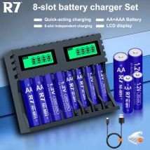 R7 marca 2000mAh AA batteria ricaricabile + batteria AAA 800mAh 1.2V ni-mh AAA/AA batterie ricaricabili e caricabatteria AA/AAA
