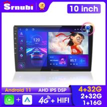 Srnubi Android 11 2 din 9/10 pulgadas Radio de coche reproductor de vídeo Multimedia navegación GPS unidad principal estéreo para Nissan Kia Honda Toyota