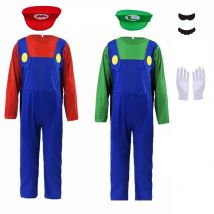 Uomo Donna Gioco Idraulico Bros Cosplay I fratelli adulti Tuta Cappello Baffi Abiti di Carnevale Costumi di Halloween