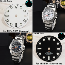 28,5 MM GMT Zifferblätter Für NH34 NH35 Serie Automatische bewegung BGW9 Leucht Einzelnen Kalender Zifferblatt Zubehör Ersetzen Uhr Teil
