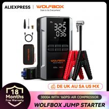 WOLFBOX 3000A Jump Starter z kompresorem powietrza, przenośny rozrusznik samochodowy 16000mAh i 160PSI z szybkim ładowaniem 65W