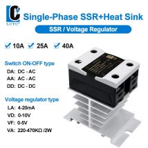 LCTC SSR 0-10V 4-20MA 0-5V Power Spannungsregler Relais 10A 25A 40A DA AA DD VA Einphasiges Halbleiterrelais mit Kühlkörper