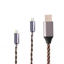 Cavo per cuffie USB C ad alta risoluzione a 2 pin 0,78 DAC 16 Core Cavo per auricolari USBc di ricambio con doppino intrecciato staccabile placcato argento con microfono