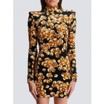 HIGH STREET Neueste Mode Herbst Winter Designer Vestido frauen Langarm Trauben Gedruckt Samt Kleid