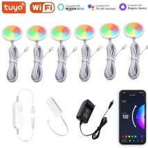 DC12V Tuya WIFI RGB LED sotto l'armadio luce dimmerabile Puck Light Festival bancone della cucina arredamento per mobili Alice Alexa Google Home