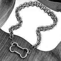 Punk Koreanische Hunde Knochen Anhänger Halskette Für Frauen Egirl Edelstahl Silber Farbe Cooles Zubehör Nette Diy Kette Schmuck Goth