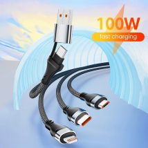 3-in-2-Schnellladekabel für iPhone, Huawei, Micro-USB, Typ-C-Ladekabel, 1,2 m, Multi-USB-Anschluss, mehrere USB-Ladekabel