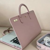 Fashion PU Laptop Sleeve Pink with Handle Protective Case Laptop Bag for for Macbook,Lenovo,Xiaomi,Huawei Protective Case