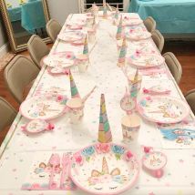 Einhorn-Partyzubehör-Set, Einweg-Pappteller, Tassen und Servietten, perfekt für Geburtstagsfeiern, Mädchen-Babyparty-Dekorationen