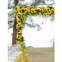 Artificial Flowers Sunflower Vine Hanging wreath Wall Festival Rattan Leaves Garland Outdoor Wedding Home Warm Environment Decor