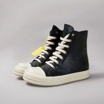 R-o Genious Black Leather High Top Shoe Luxury Quality Men Boots Zipper Women Sneaker Casual Shoes Classic Design Ankle Boot