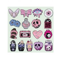 18 Types Cartoon Creative Enamel Pins Punk Heart Eyes Tape Brooches Backpack Hat Lapel Badge for Gift Wholesale Gothic Jewelry