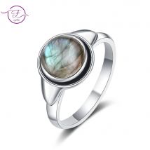 Anello semplice gioielli labradorite naturale S925 argento rotondo occhio di tigre anello con pietra di luna per le donne regalo di lusso per la festa nuziale