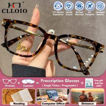 CLLOIO Retro Square Frame Myopia Photochromic Prescription Glasses High Quality Fashion Men Women Progressive Optical Eyeglasses