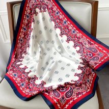 70 cm Luxus Druck Seide Quadrat Schal Frauen Hijab Haar Bands Halstuch Weibliche Satin Schal Band Stirnband Mode Wraps Bandana