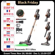 Aspirapolvere Proscenic P11 Ultra Cordless 40KPA 450W LED, spazzola anti-groviglio, aspirapolvere telescopico leggero