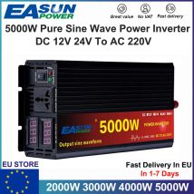 Czysta fala sinusoidalna falownik samochodowy DC 12V 24V do AC 220V 3000W 4000W 5000W transformator napięcia konwerter zasilania falownik solarny LCD Dis