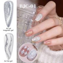 CHUNSHU 3in1 Platinum Cat Magnetic Gel Nagellack 10 ml Sparkle Reflektierendes Nagelgel Silber-light Shine Cat Eye Glitter Lacke