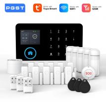 WiFi 2G Alarm System for Home Security with Siren, PIR Motion Sensors, Remote Controls, Window Door Sensors, Supports Tuya