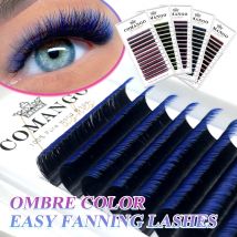 CoMango farbige einfache Fächerwimpernverlängerung Farbverlauf schokoladenbraun lila blau schnelle Verpflanzung falscher Wimpernstreifen ombre Wimpern Makeup
